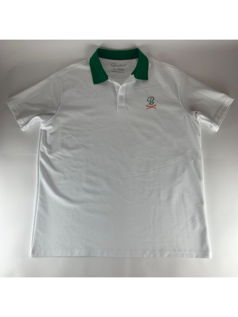 Barstool Golf White Green Knit Polo Shirt Mens XL
